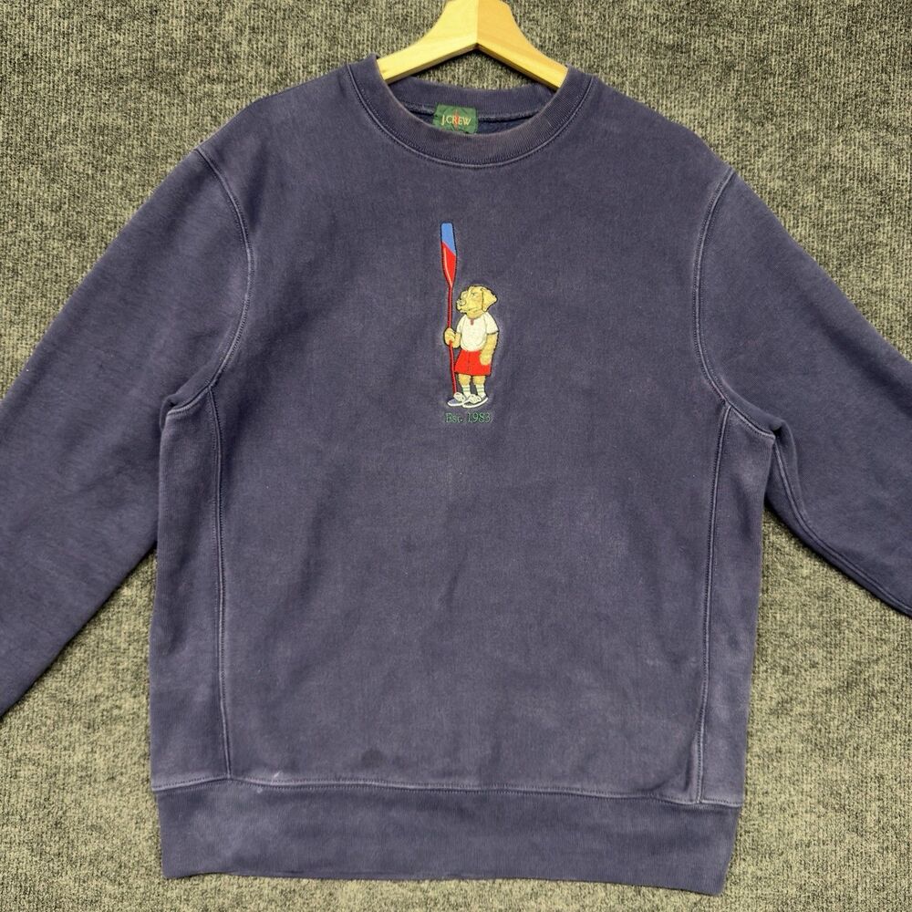 J. CREW Men's Embroidered Oarsman Dog Sweatshirt Heritage Heavyweight Medium